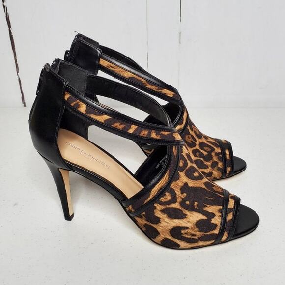 Charles Jourdan Paris Amy Leopard Print Peep Toe Sandals 9.5 - Picture 5 of 10
